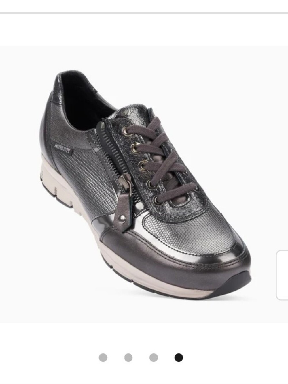Mephsito Metallic Black Women's Lace-Up Comfort Sneaker with Side Zip